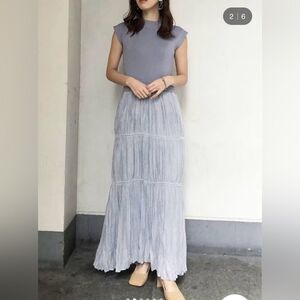 Laguna Moon Pleated Tiered Knit Dress in Blue S NWOT